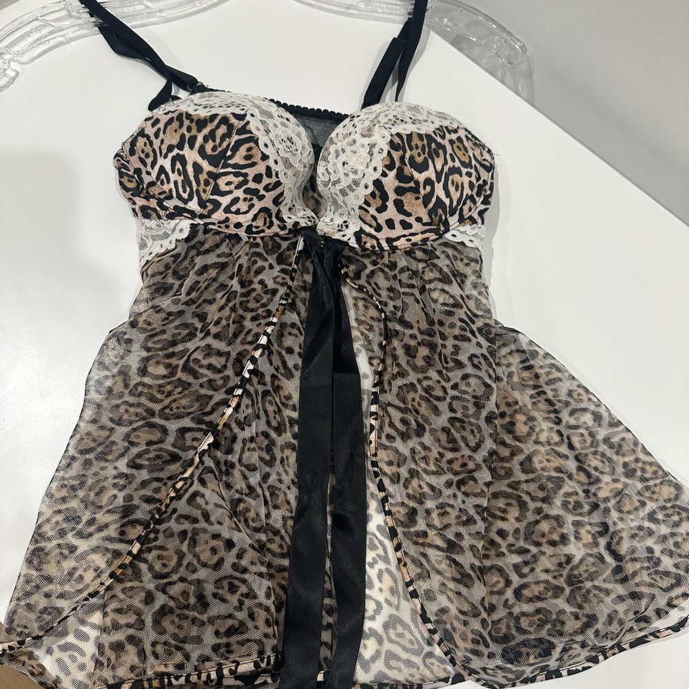 Victoria's Secret Leopard Print Chemise with Black Lace